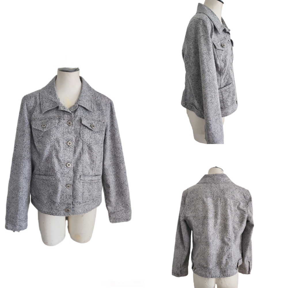 Baccini Leopard Print Denim Jacket Size Large
